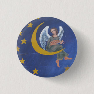 Angel Holding Pizza Button. Ronde Button 3,2 Cm