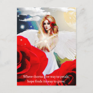 Angel Hope Red Rose Inspirerend Quote Art Briefkaart