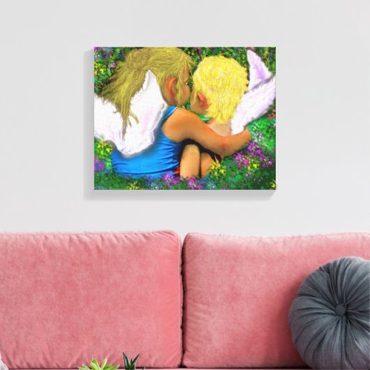 Angel Hugs. Canvas Afdruk (Insitu (Woonkamer))