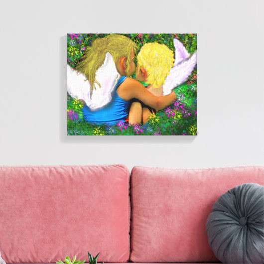 Angel Hugs. Canvas Afdruk (Insitu (Woonkamer))