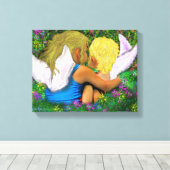 Angel Hugs. Canvas Afdruk (Insitu (Houten vloer))