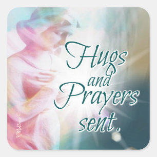 Angel Hugs Prayers Intentie Mooie Waterverf Vierkante Sticker