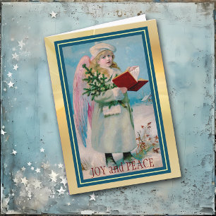 Angel Hymnal Holiday Tree Vintage Kerstkaart Feestdagen Kaart