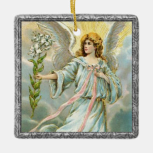 Angel in Blue Ceramic Ornament