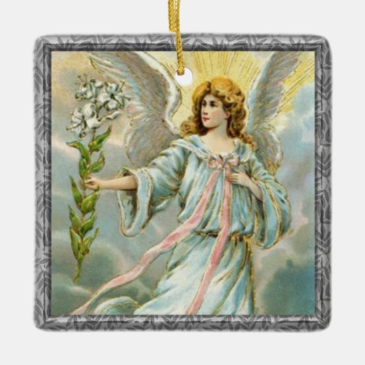Angel in Blue Ceramic Ornament (Voorkant)