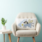 Angel in Blue Check Believe Graphics Kussen (Stoel)