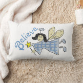 Angel in Blue Check Believe Graphics Kussen (Deken)