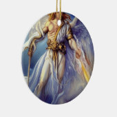 Angel in Blue draagt een zwaard Keramisch Ornament (Rechts)