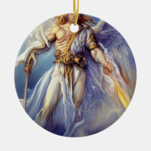Angel in Blue draagt een zwaard Keramisch Ornament
