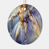 Angel in Blue draagt een zwaard Keramisch Ornament (Links)