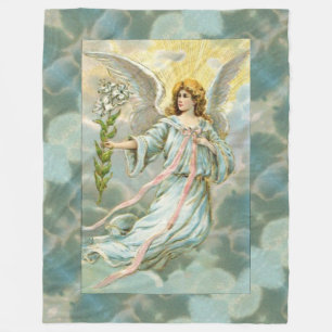 Angel in Blue Fleece Blanket