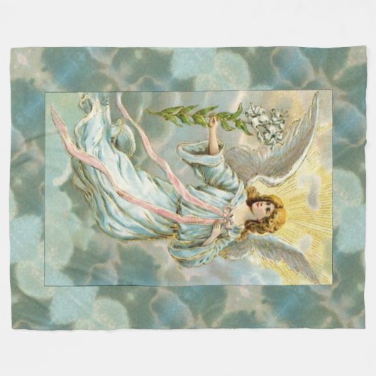 Angel in Blue Fleece Blanket (Voorkant (Horizontaal))