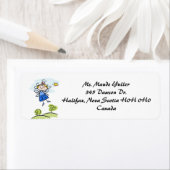 Angel in Blue Floating Over Hills Adresetiketten Etiket (Insitu)