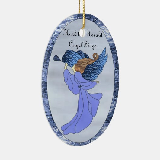 Angel in Blue Glas in lood Keramisch Ornament (Rechts)