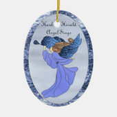Angel in Blue Glas in lood Keramisch Ornament (Voorkant)