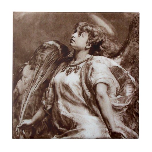 ANGEL IN BROWN SEPIA EN WHITE TEGELTJE (Voorkant)