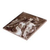 ANGEL IN BROWN SEPIA EN WHITE TEGELTJE (Zijkant)