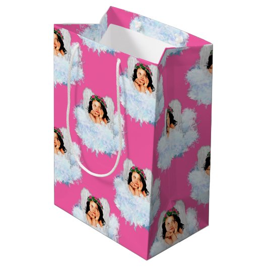 Angel in de Clouds 5-roze-GIFT BAG m Medium Cadeauzakje (Achterkant Gekanteld)