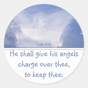 Angel in de Clouds, Aanmoediging, Scripture Silv Ronde Sticker