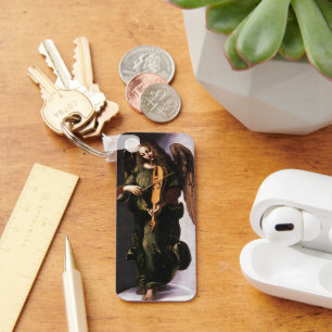 Angel in de Groene met een Vielle van Leonardo da  Sleutelhanger