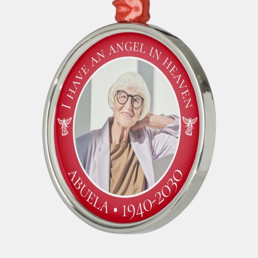 Angel in de hemel Abuela Memorial Foto Metalen Ornament (Links)