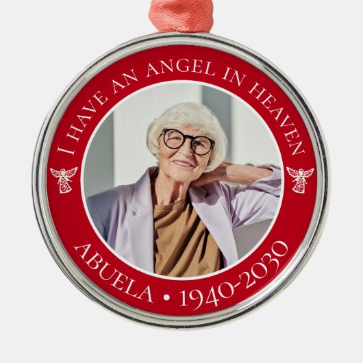 Angel in de hemel Abuela Memorial Foto Metalen Ornament (Voorkant)