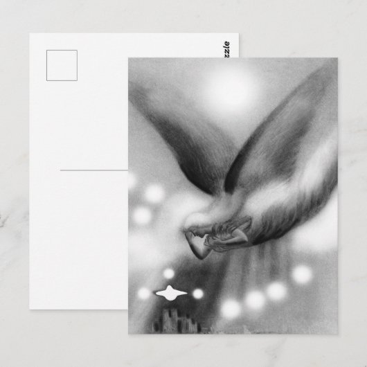 Angel in de nachtkunst briefkaart (Voorkant / Achterkant)