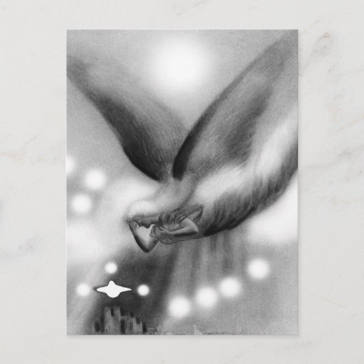 Angel in de nachtkunst briefkaart (Voorkant)