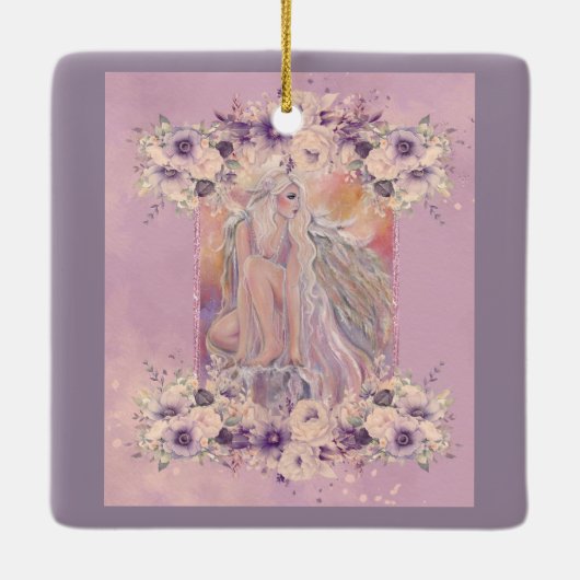 Angel in de ochtendzon door Renee Lavoie Keramisch Ornament (Achterkant)