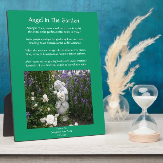 Angel in de tuingedicht Plaque Fotoplaat (Zijkant)