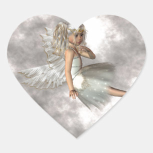 Angel in de wolken hart sticker