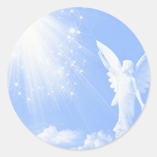 Angel in de wolken ronde sticker (Voorkant)
