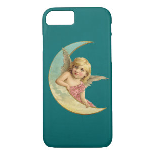 Angel in een crescent maan vintage image Case-Mate iPhone case
