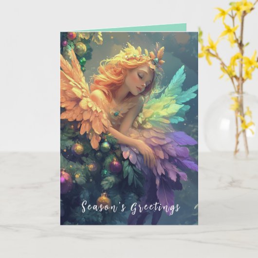 Angel in een kerstboom Kaart (Gele Bloem)