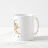  Angel in een maan met halve maan gepersonaliseerd Koffiemok (Voorkant rechts)