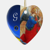ANGEL IN GOLD RED EN BLUE Heart Gemstone Monogram Keramisch Ornament (Rechts)