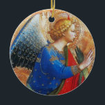 ANGEL IN GOLD RED EN BLUE, Sapphire Gem stone Keramisch Ornament<br><div class="desc">Achterste middeleeuws meesterwerk uit Fra Beato Angelico,  Annunciation Angel Detail uit Perugia Triptych Italië,  ontwikkeld met een heldere 3D blauwe saffiersteen.</div>