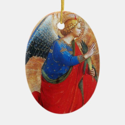 ANGEL IN GOLD RED EN BLUE, Sapphire Gem stone Keramisch Ornament (Voorkant)