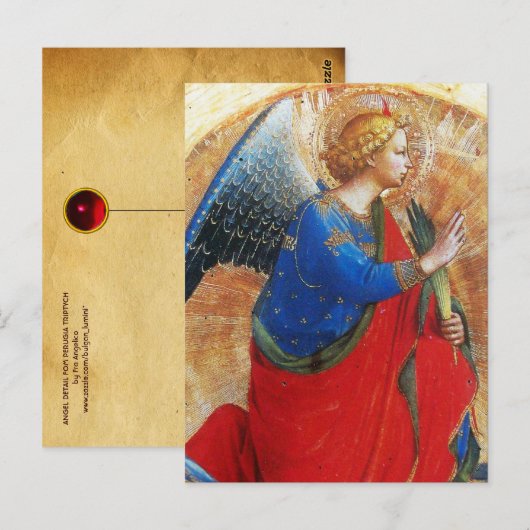 ANGEL IN GOUD RED EN BLUE BRIEFKAART (Voorkant / Achterkant)