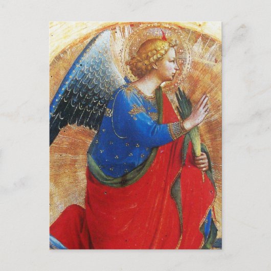 ANGEL IN GOUD RED EN BLUE BRIEFKAART (Voorkant)