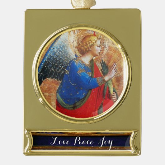 ANGEL IN GOUD RED EN BLUE VERGULD BANNER ORNAMENT (Voorkant)