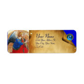 ANGEL IN GOUDE RODE EN BLAUWE MONOGRAM ETIKET (Voorkant)