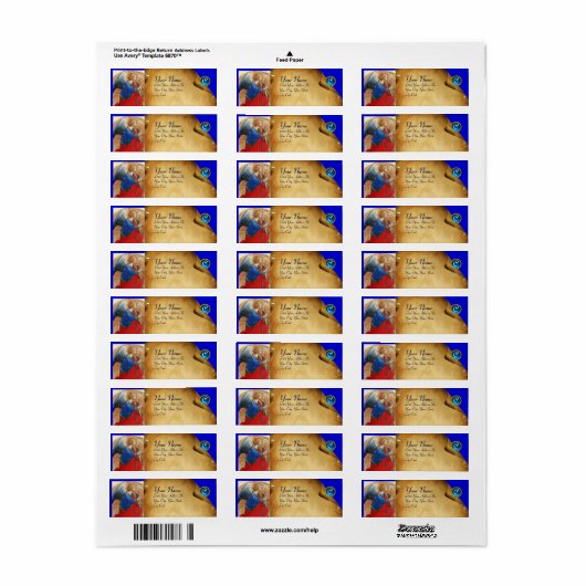 ANGEL IN GOUDE RODE EN BLAUWE MONOGRAM ETIKET (Full Sheet)