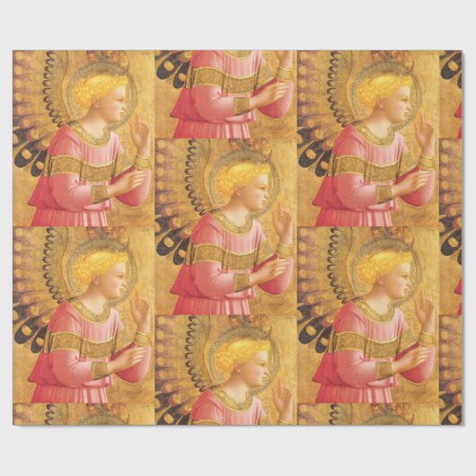 ANGEL IN GOUDEN EN ROZE KERST CADEAUPAPIER (Vlak)