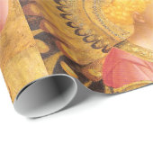 ANGEL IN GOUDEN EN ROZE KERST CADEAUPAPIER (Rol Hoek)