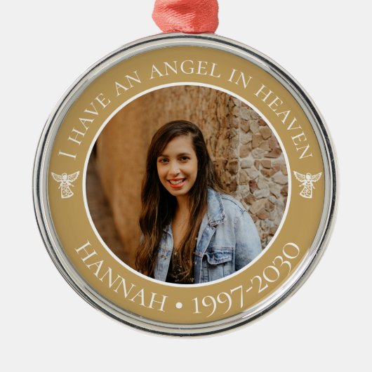 Angel in Heaven Memorial Foto Metal Ornament (Voorkant)