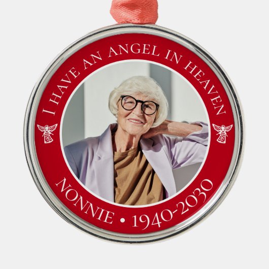 Angel in Heaven Nonnie Memorial Foto Metalen Ornament (Voorkant)