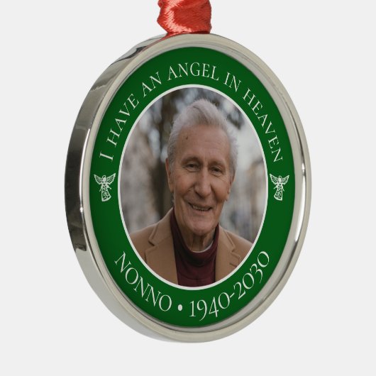 Angel in Heaven Nonno Memorial Foto Metalen Ornament (Rechts)