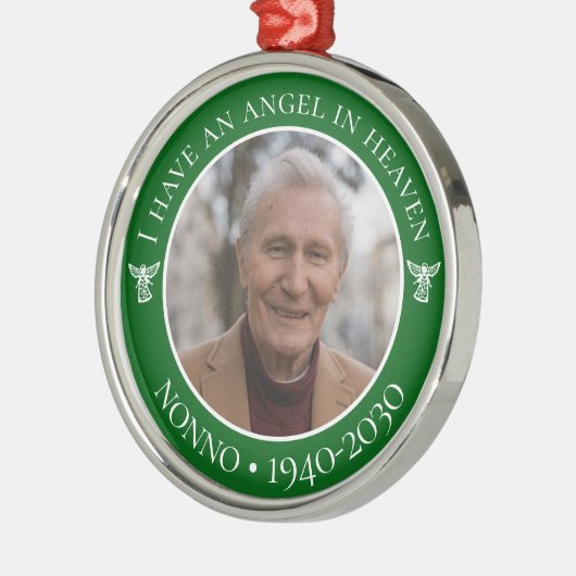 Angel in Heaven Nonno Memorial Foto Metalen Ornament (Links)