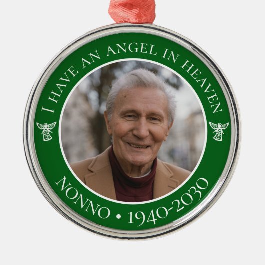 Angel in Heaven Nonno Memorial Foto Metalen Ornament (Voorkant)